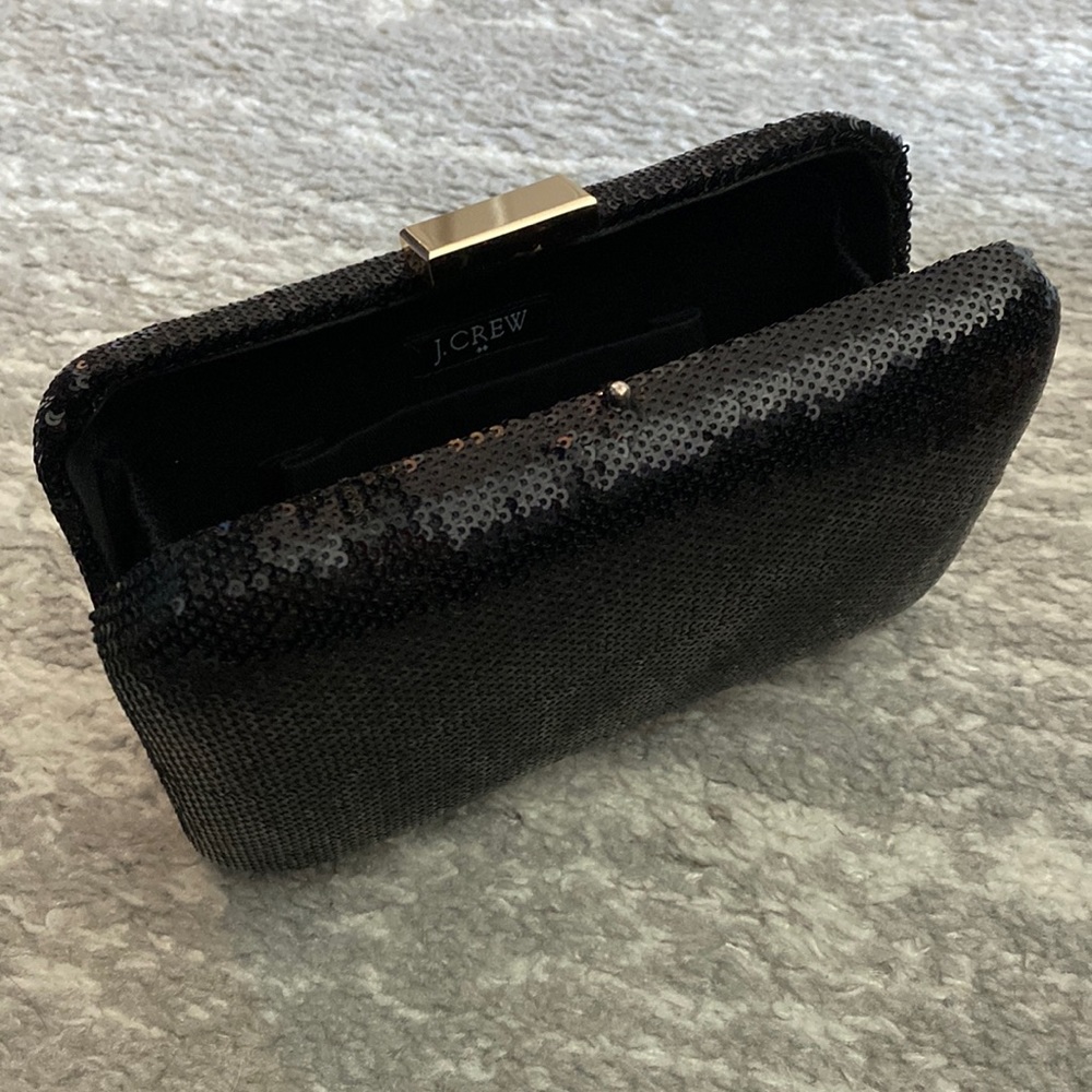 Jcrew black sequin clutch